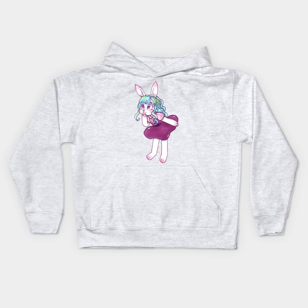 Cute Bunny Kids Hoodie by LittleGreenHat